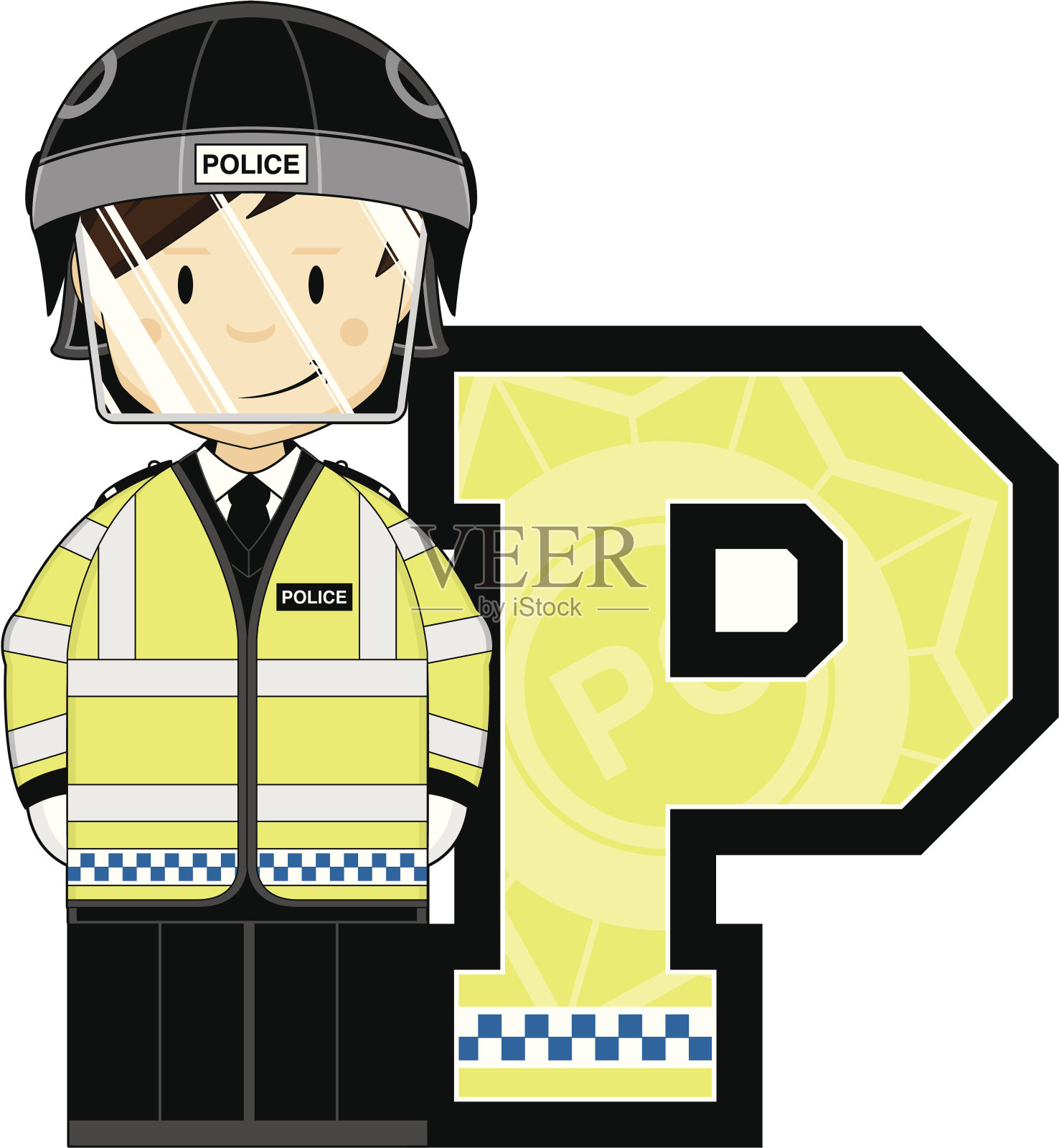 可爱的英国防暴警察字母P设计元素图片