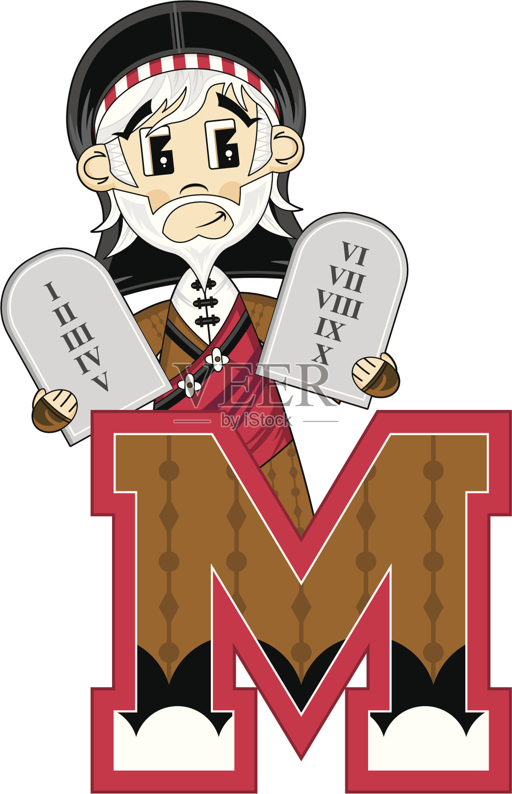 可爱的摩西学习字母M设计元素图片