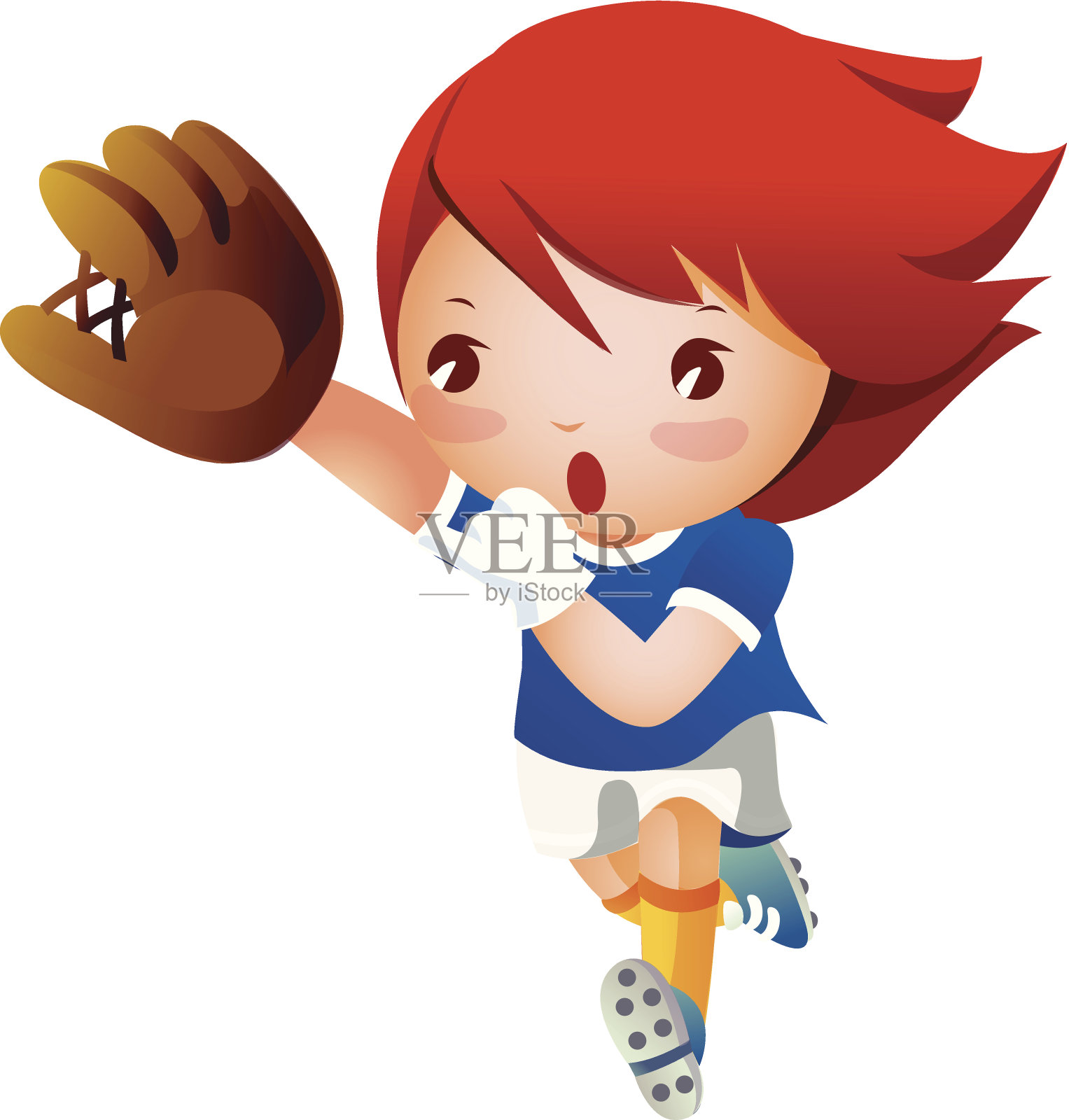 女孩打棒球插画图片素材