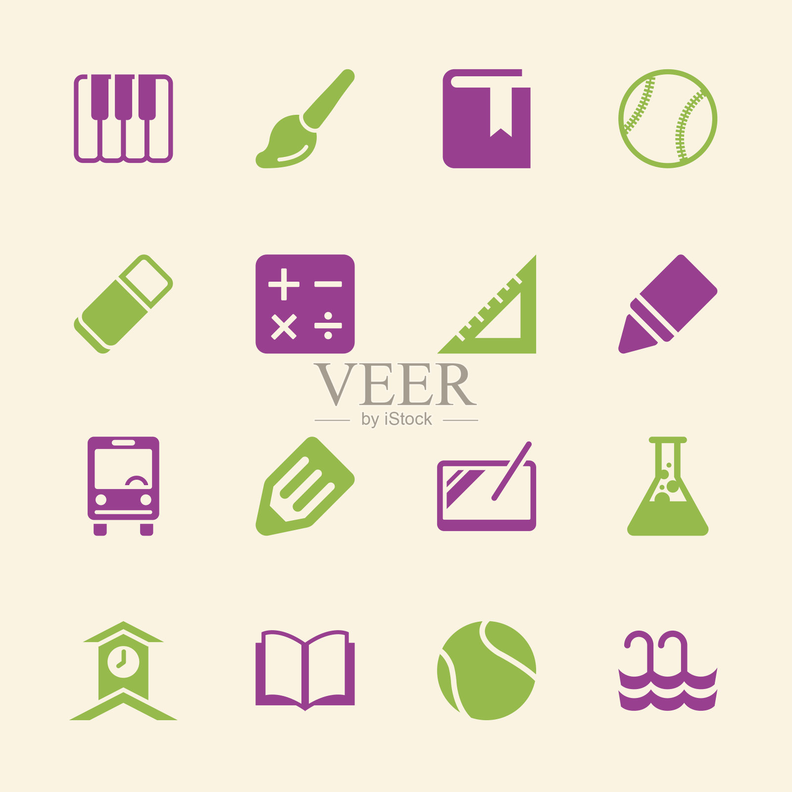 学校图标设置2 -彩色系列| EPS10图标素材