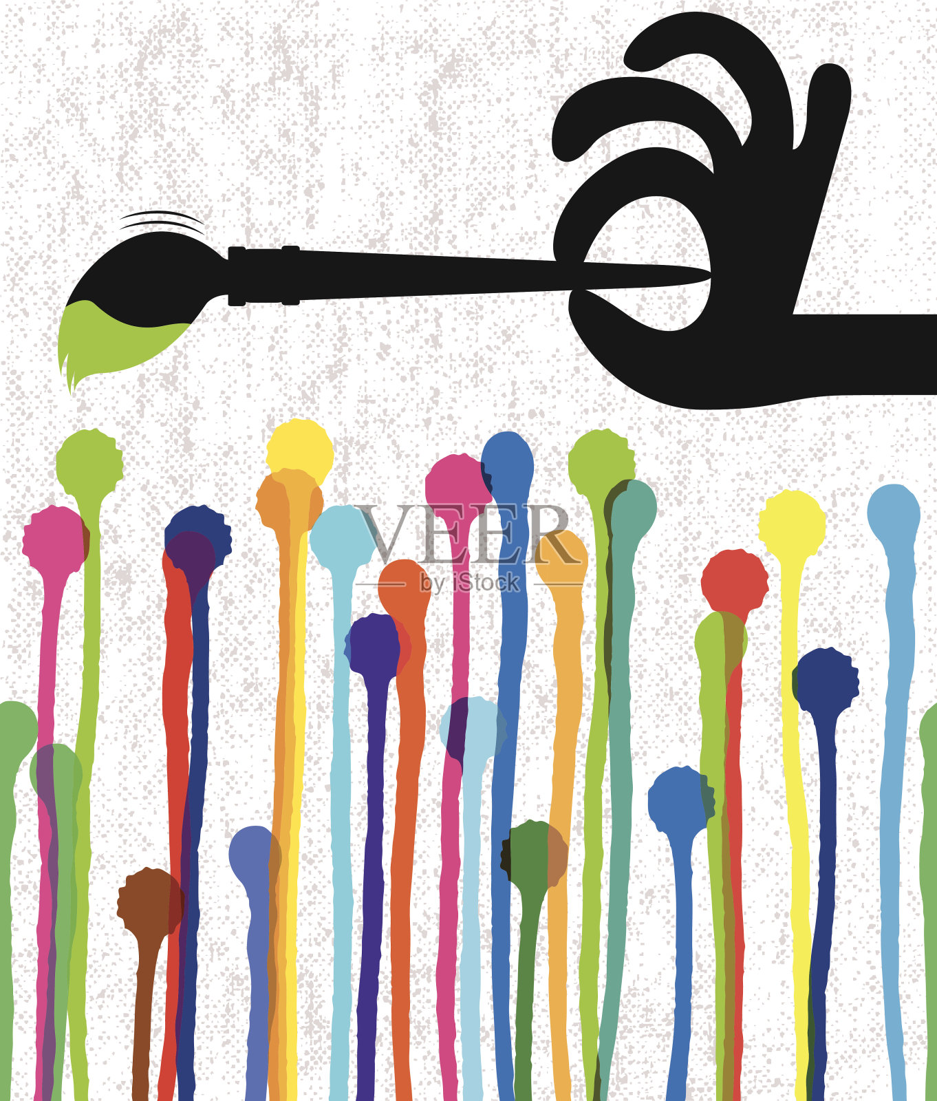 画布上的颜料滴插画图片素材