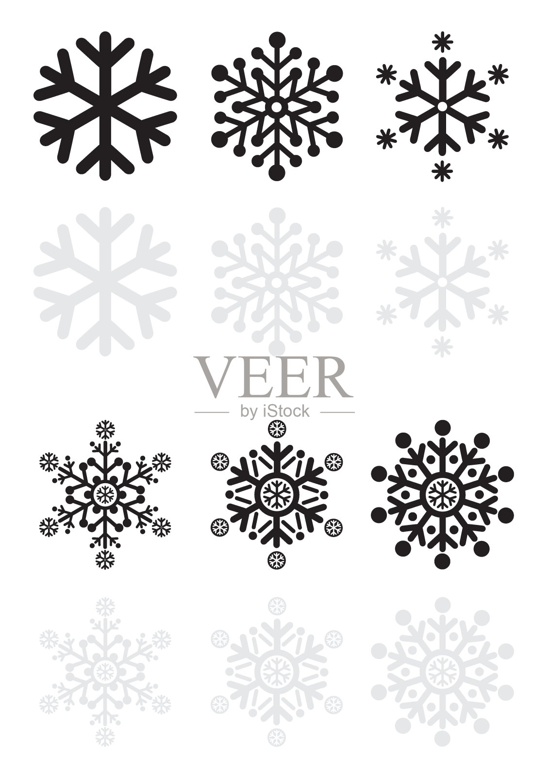 雪花矢量图标集插画图片素材