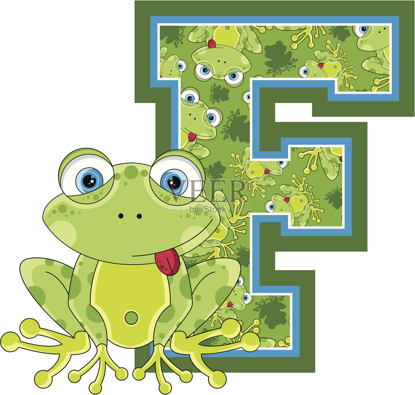 小青蛙学字母F设计元素图片