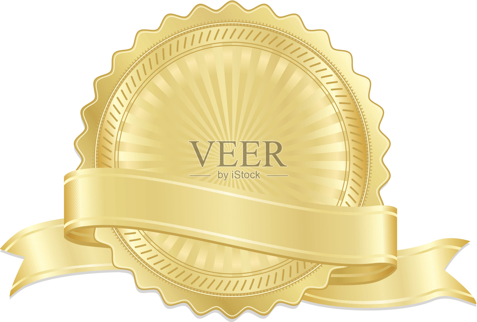 金印，奖章，和可选的丝带套装设计元素图片