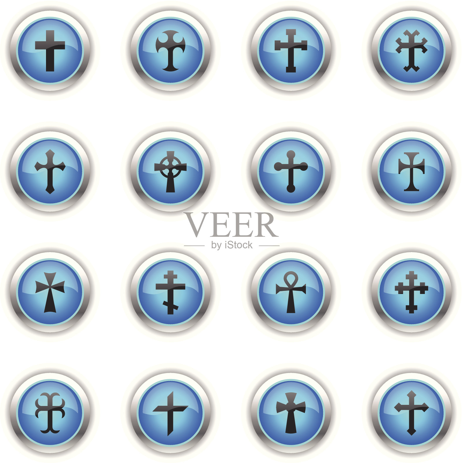 蓝色图标-十字插画图片素材