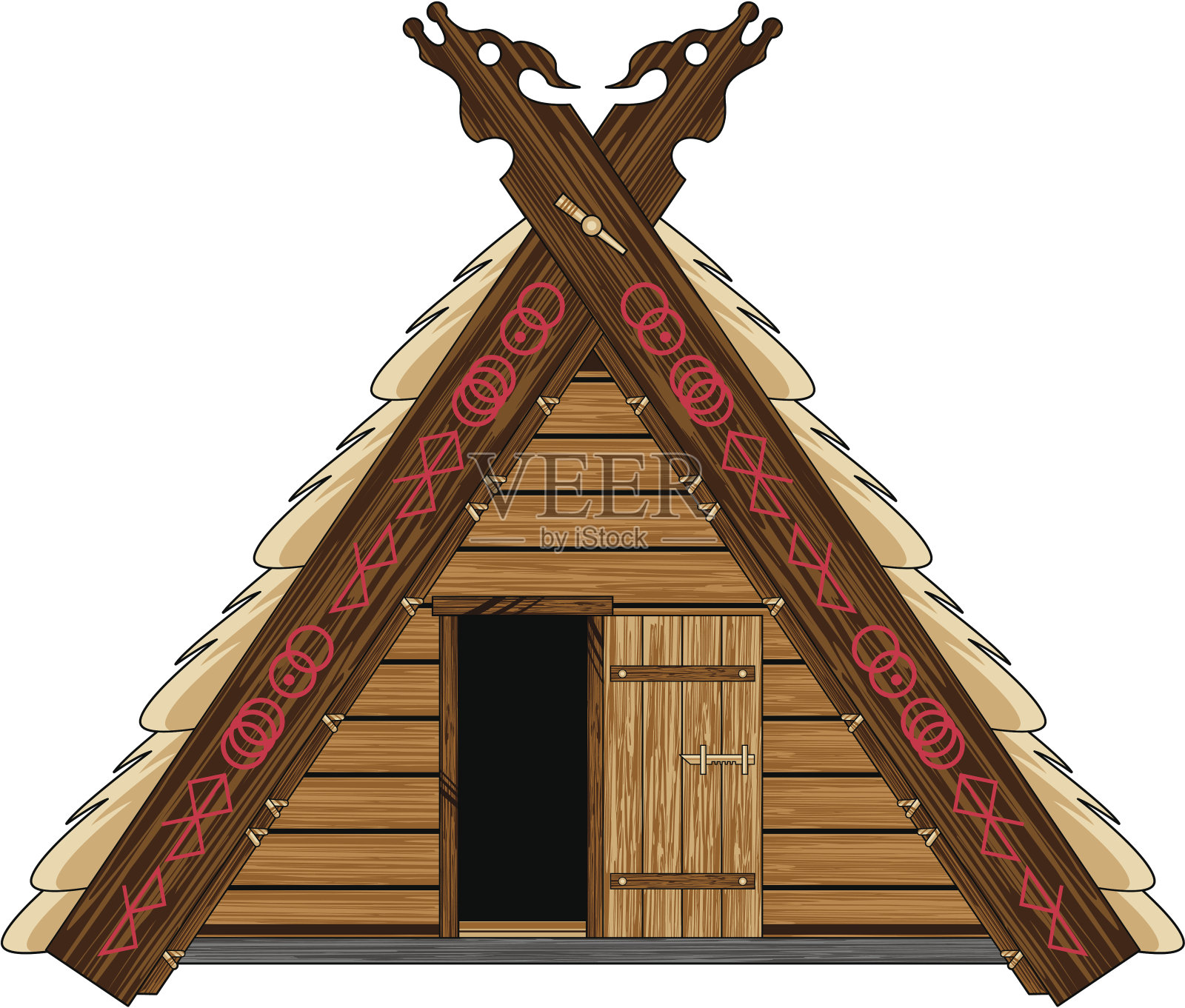 维京人的小屋插画图片素材