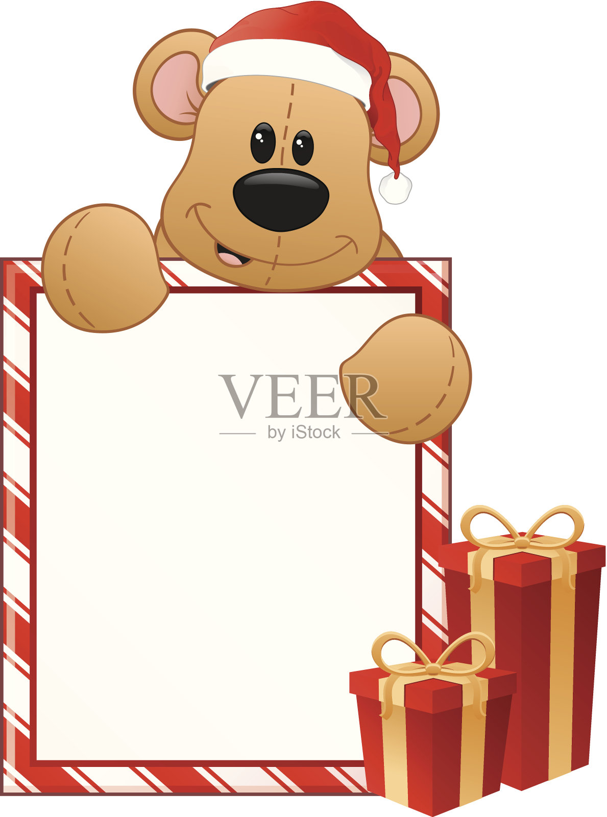 圣诞泰迪熊相框设计模板素材