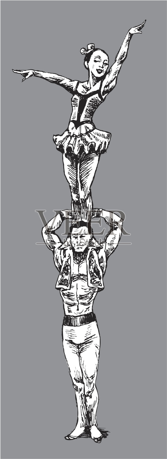 马戏团演员-杂技演员插画图片素材