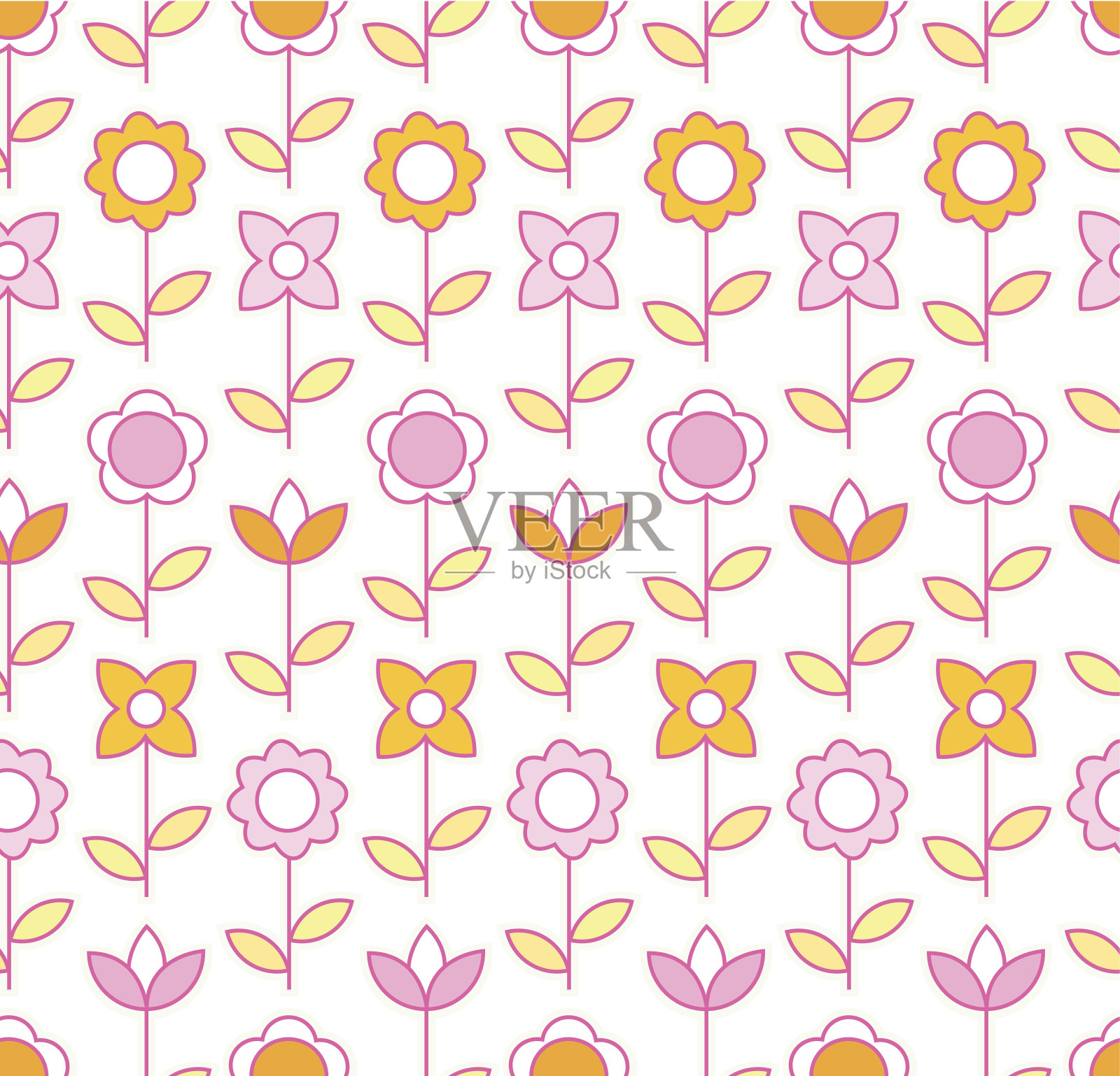 可爱的花园-无缝模式插画图片素材