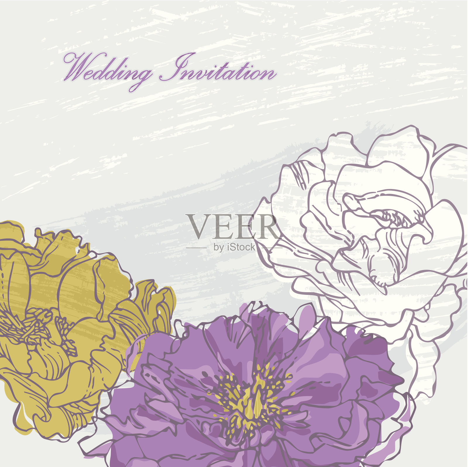 婚礼邀请(牡丹)设计模板素材