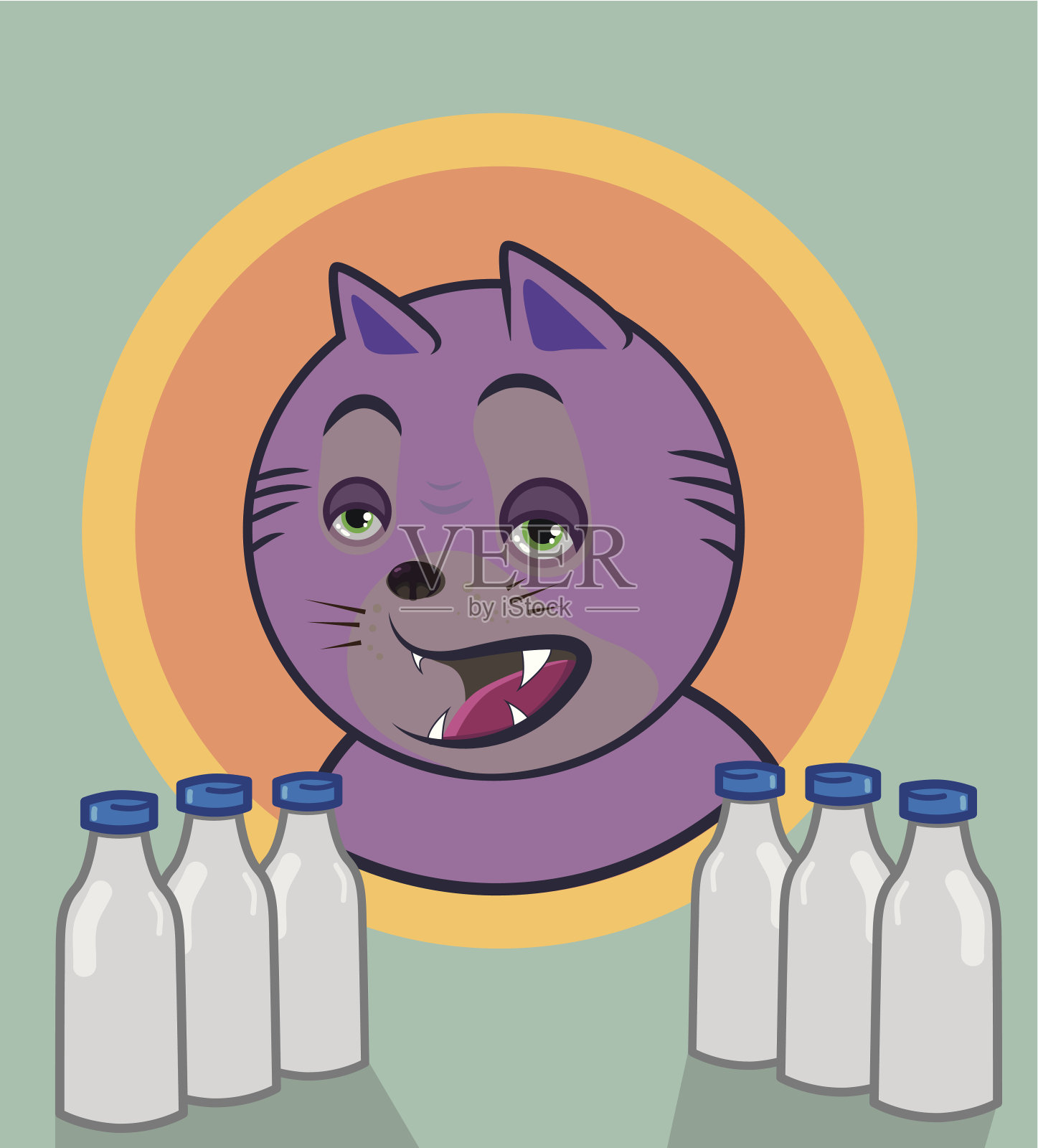 牛奶的猫插画图片素材