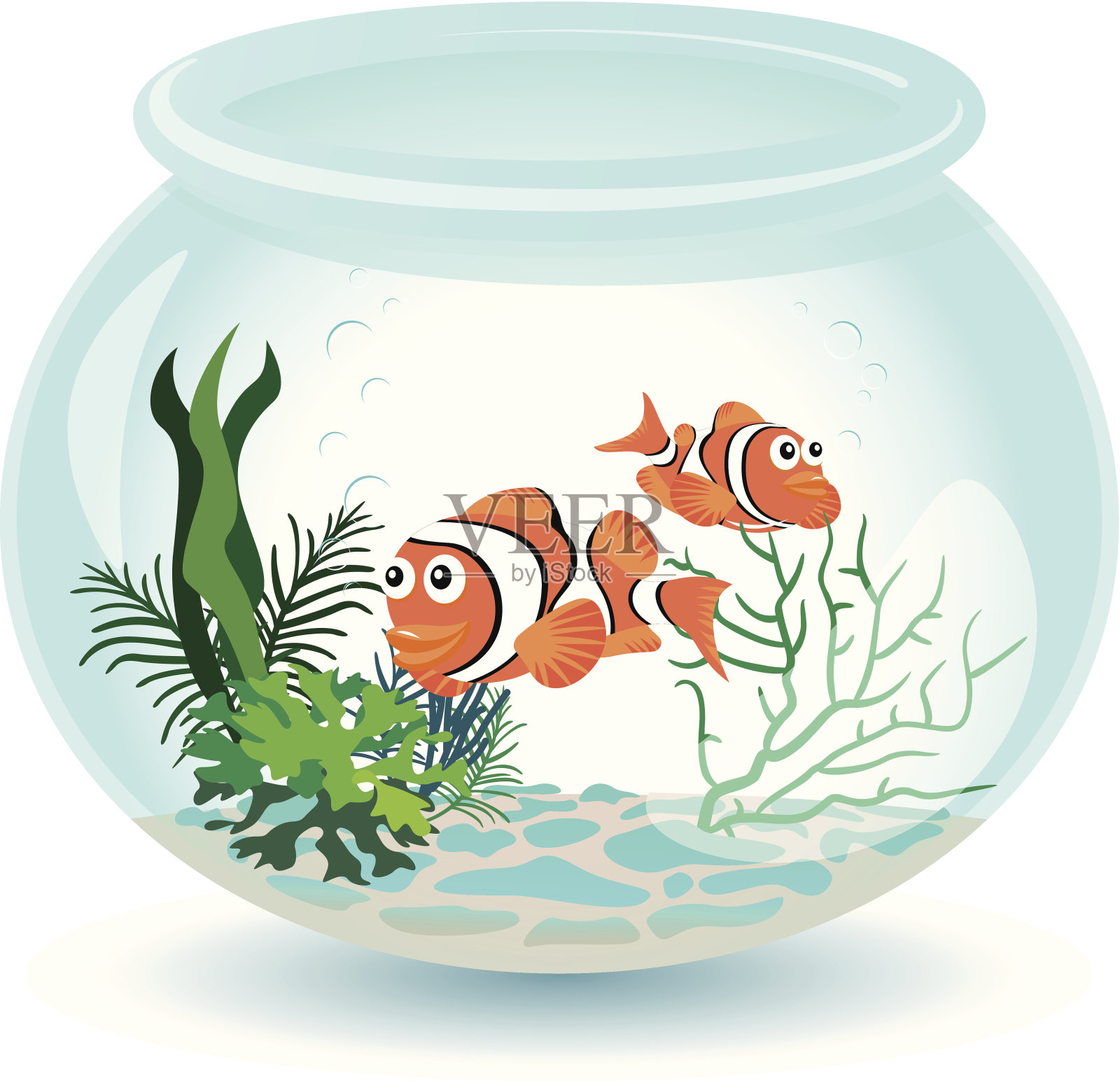 鱼缸插画图片素材