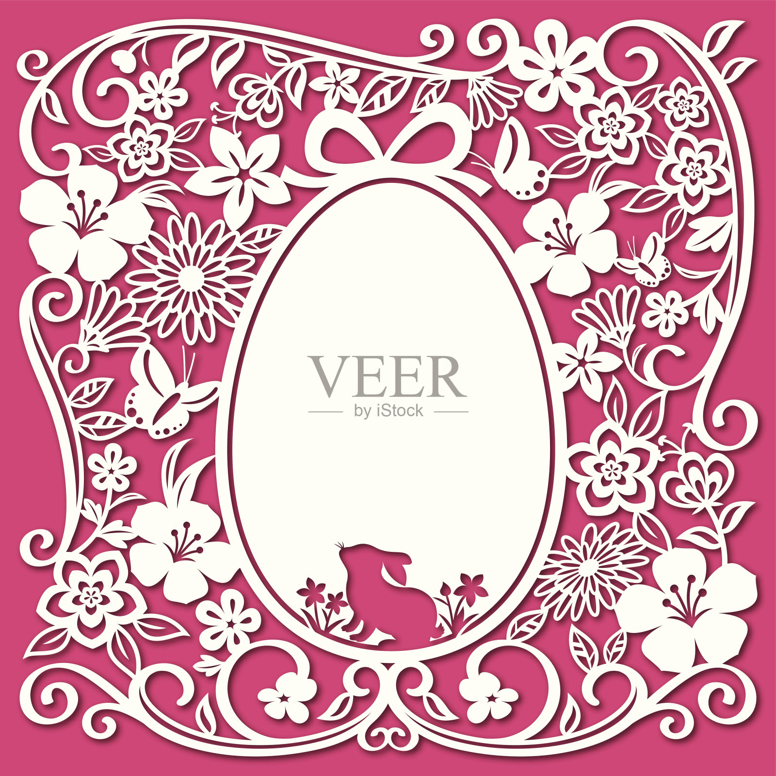 复活节彩蛋剪纸艺术插画图片素材