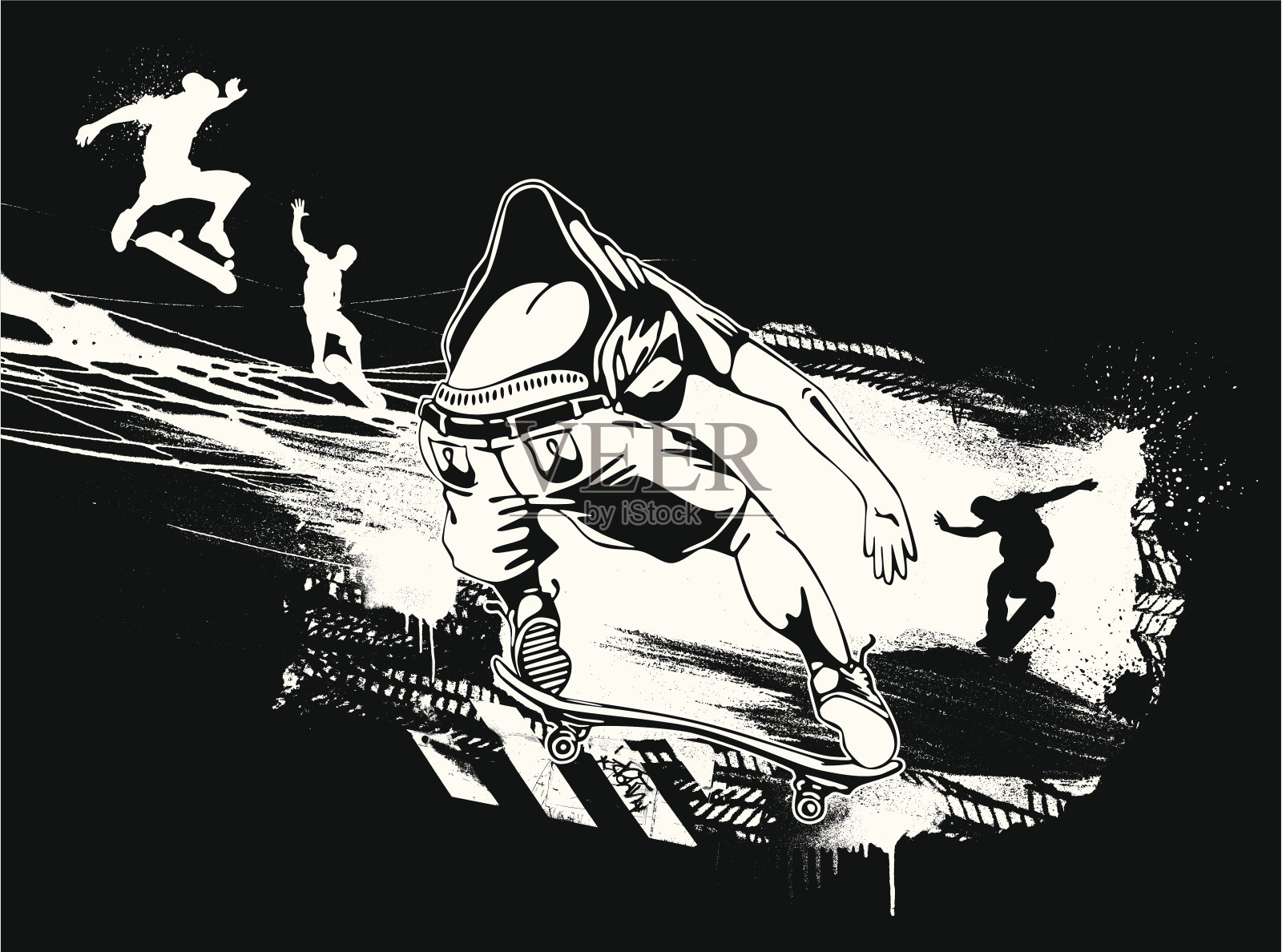 溜冰者枯燥乏味的设计插画图片素材