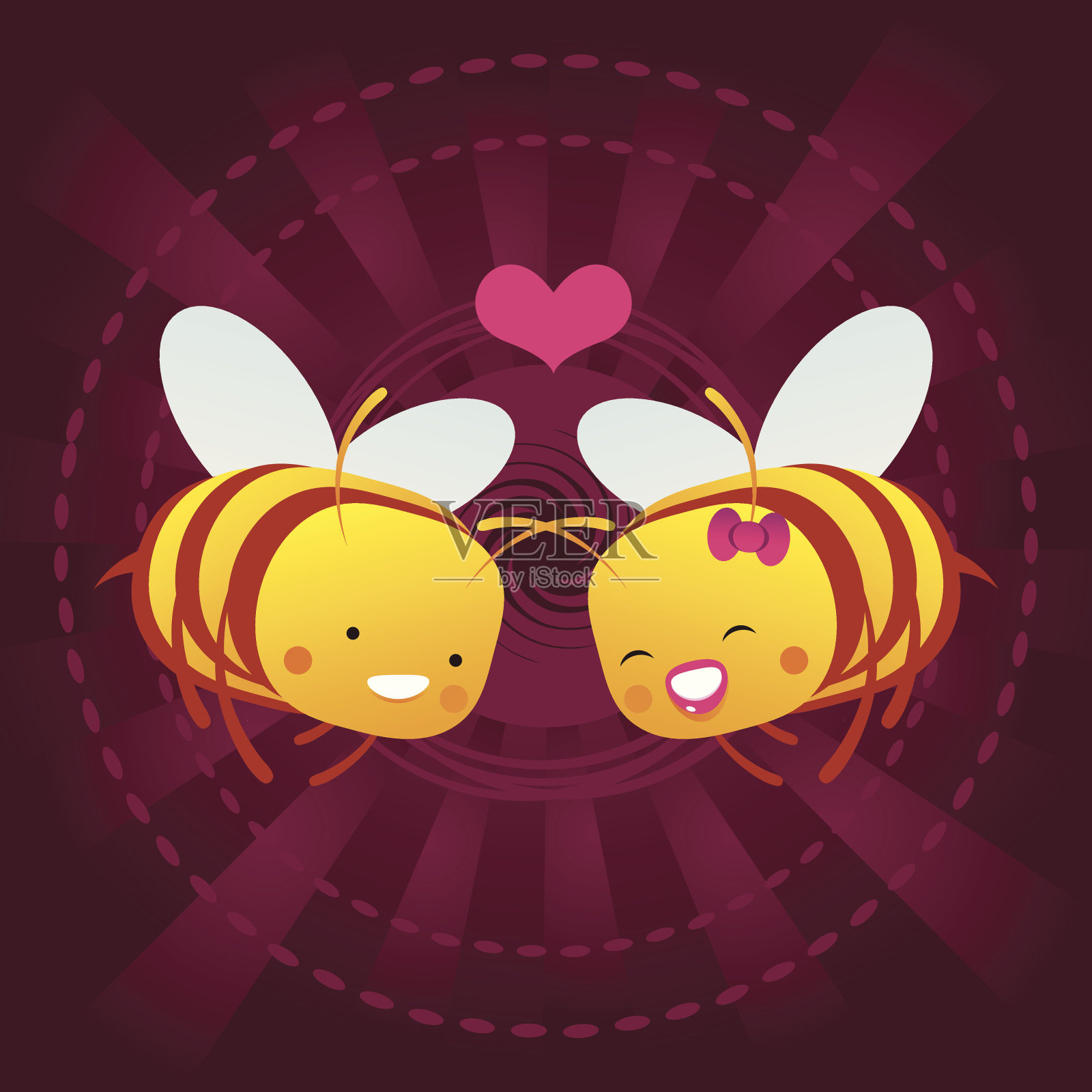 可爱的蜜蜂插画图片素材