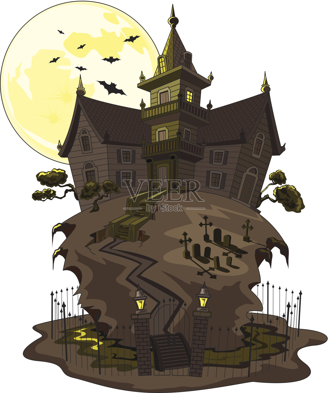 幽灵鬼屋插画图片素材