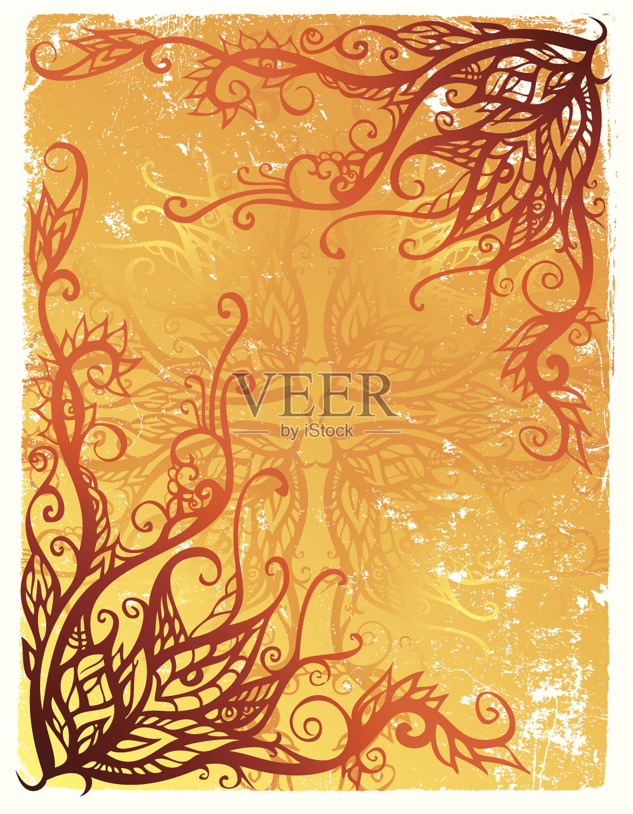 热带开花框架插画图片素材