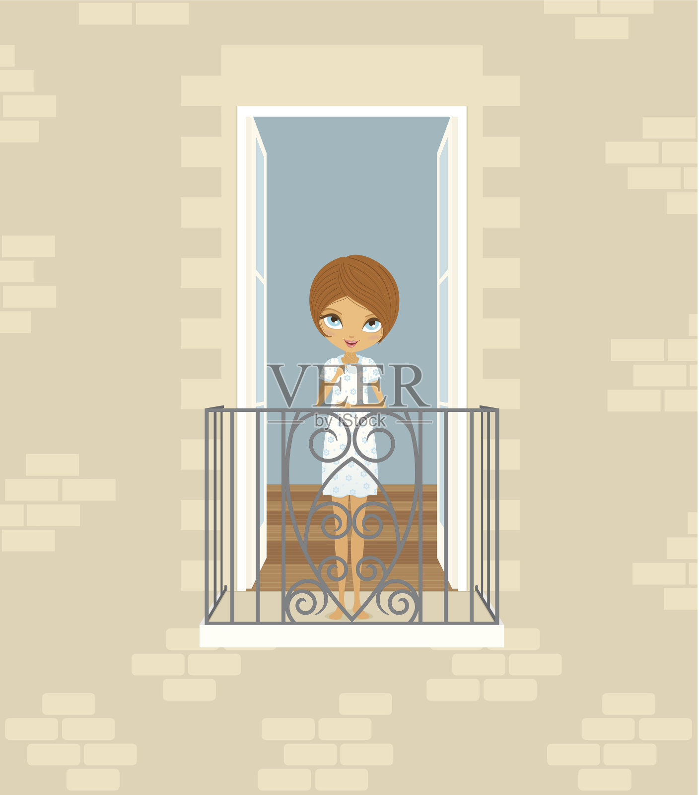 早晨喝咖啡插画图片素材