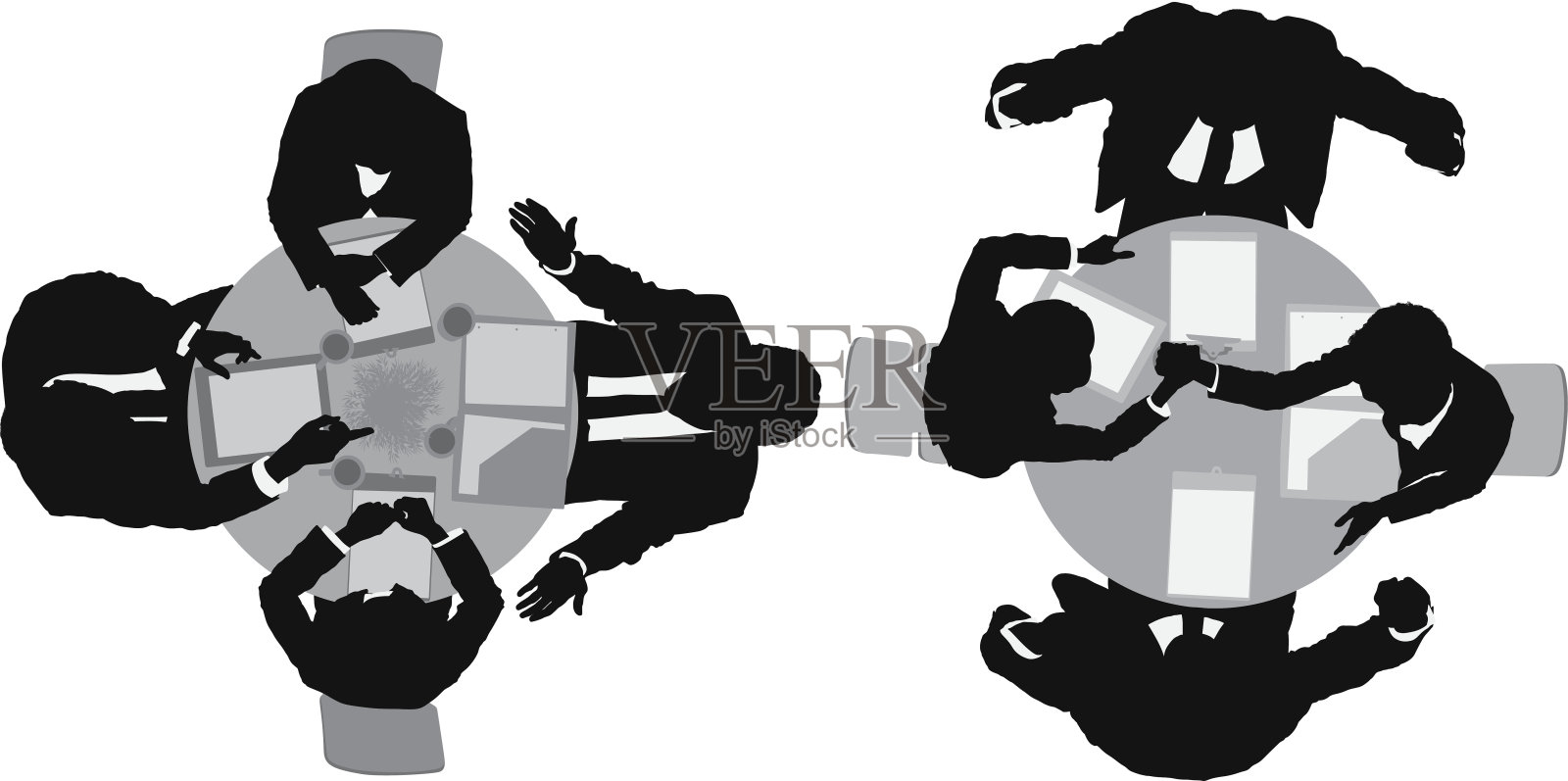 商界人士在圆桌会议上插画图片素材