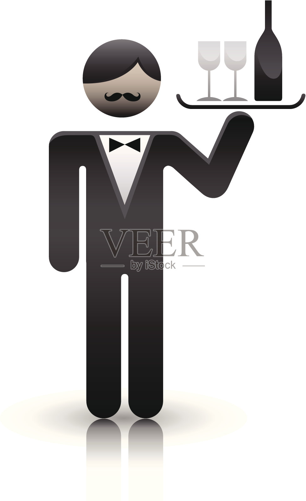 服务员被白色隔离插画图片素材