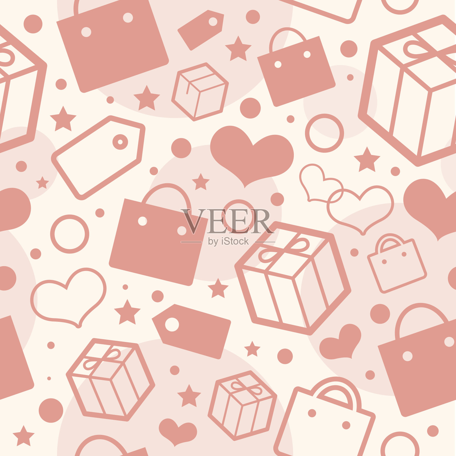 现在，心和购物的纹理插画图片素材