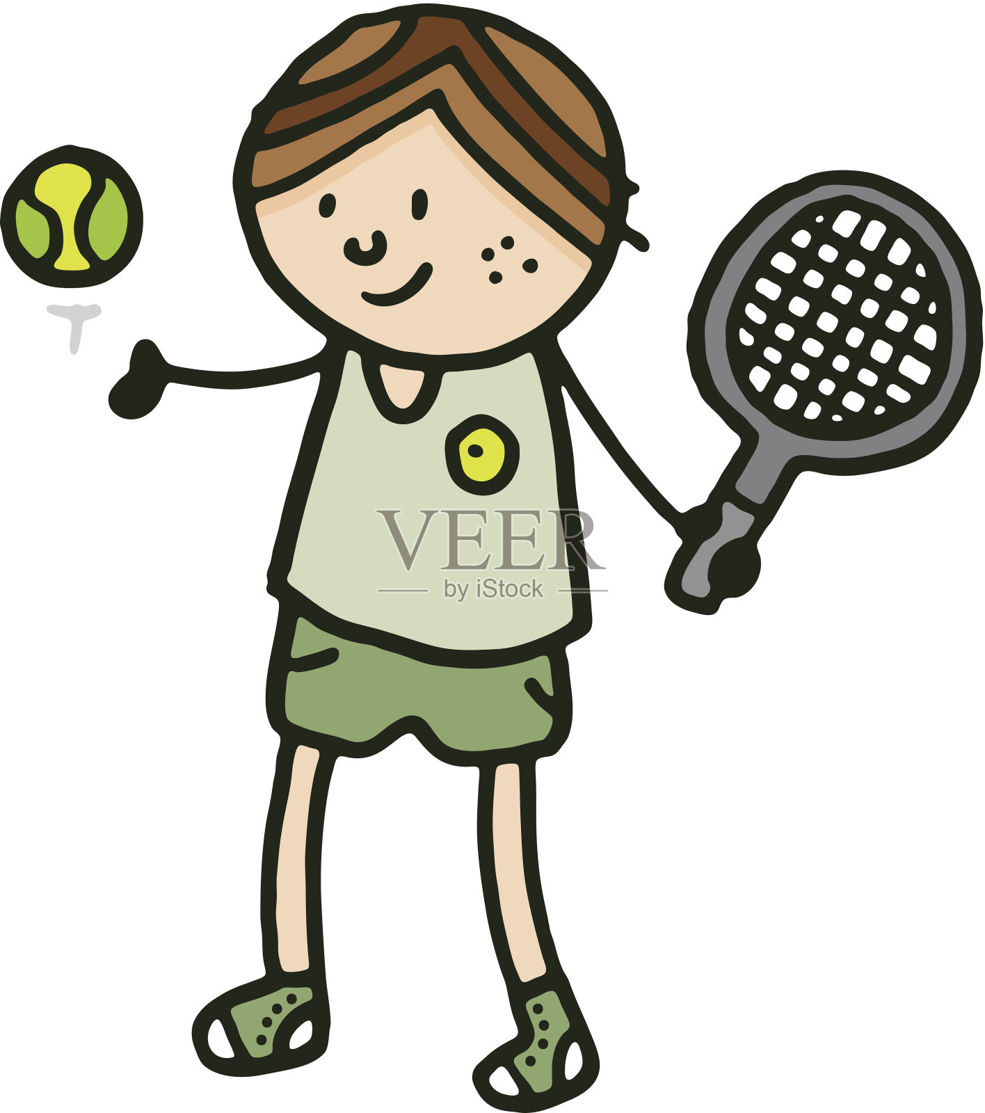 男孩打网球插画图片素材