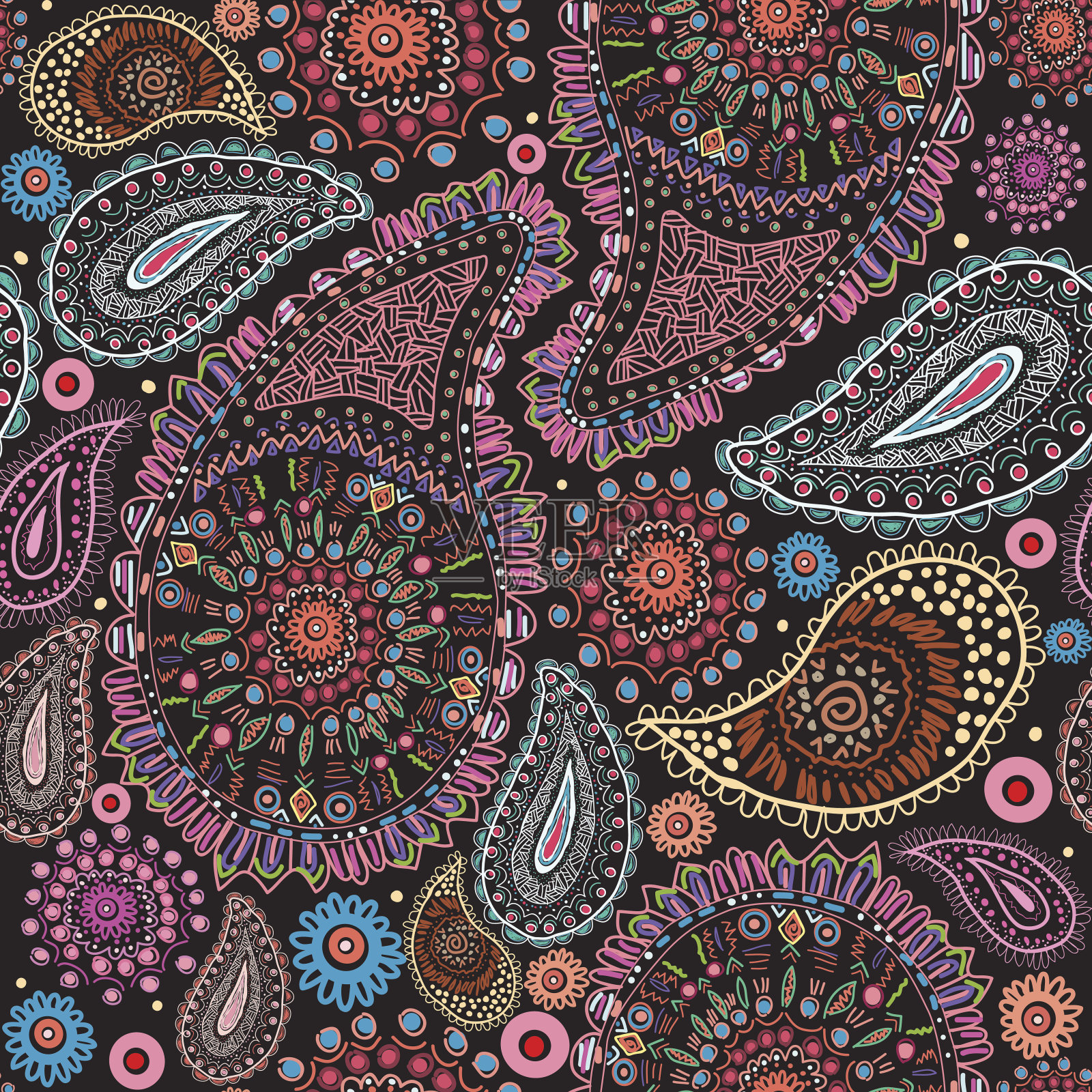 佩斯利无缝模式插画图片素材