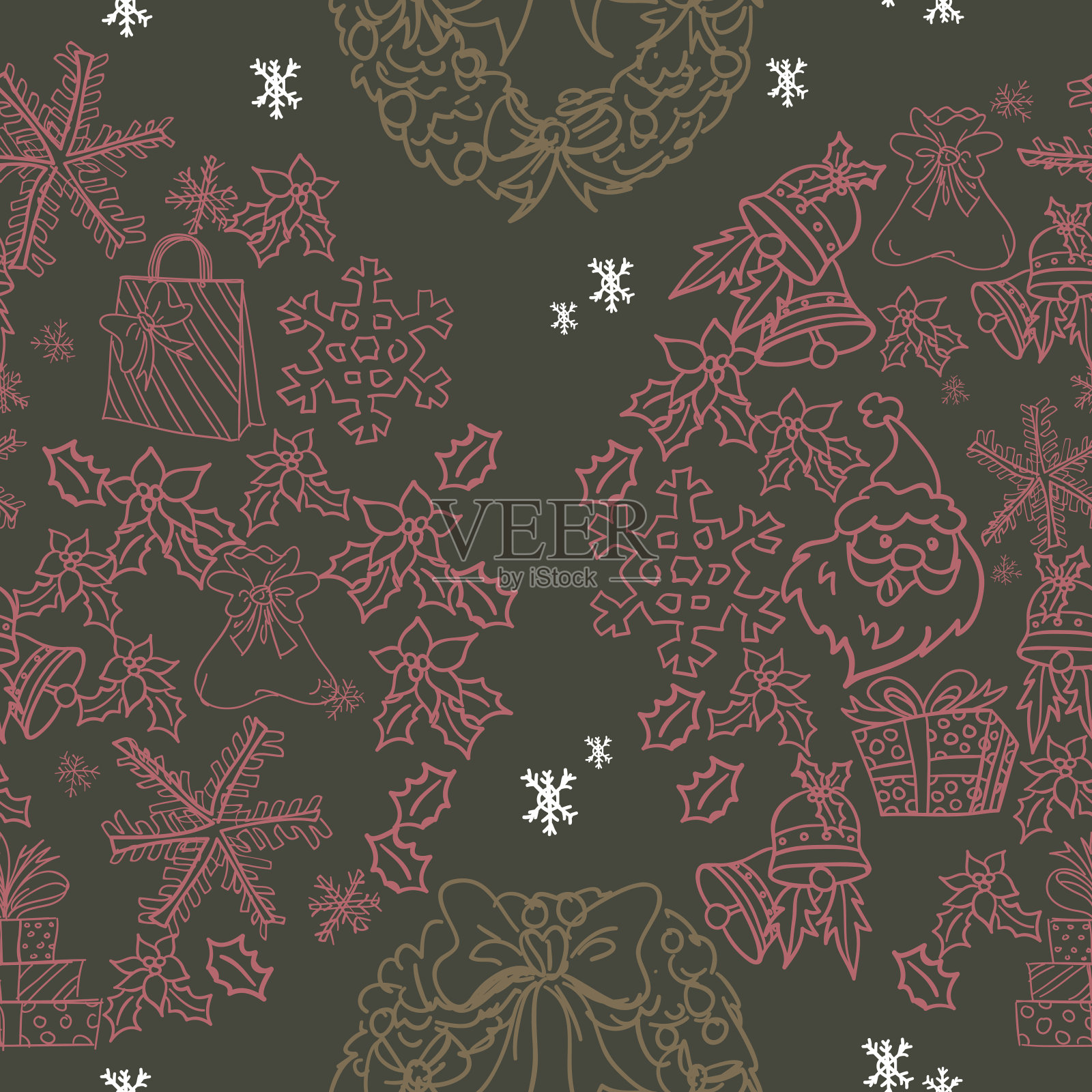 无缝背景-圣诞物品插画图片素材