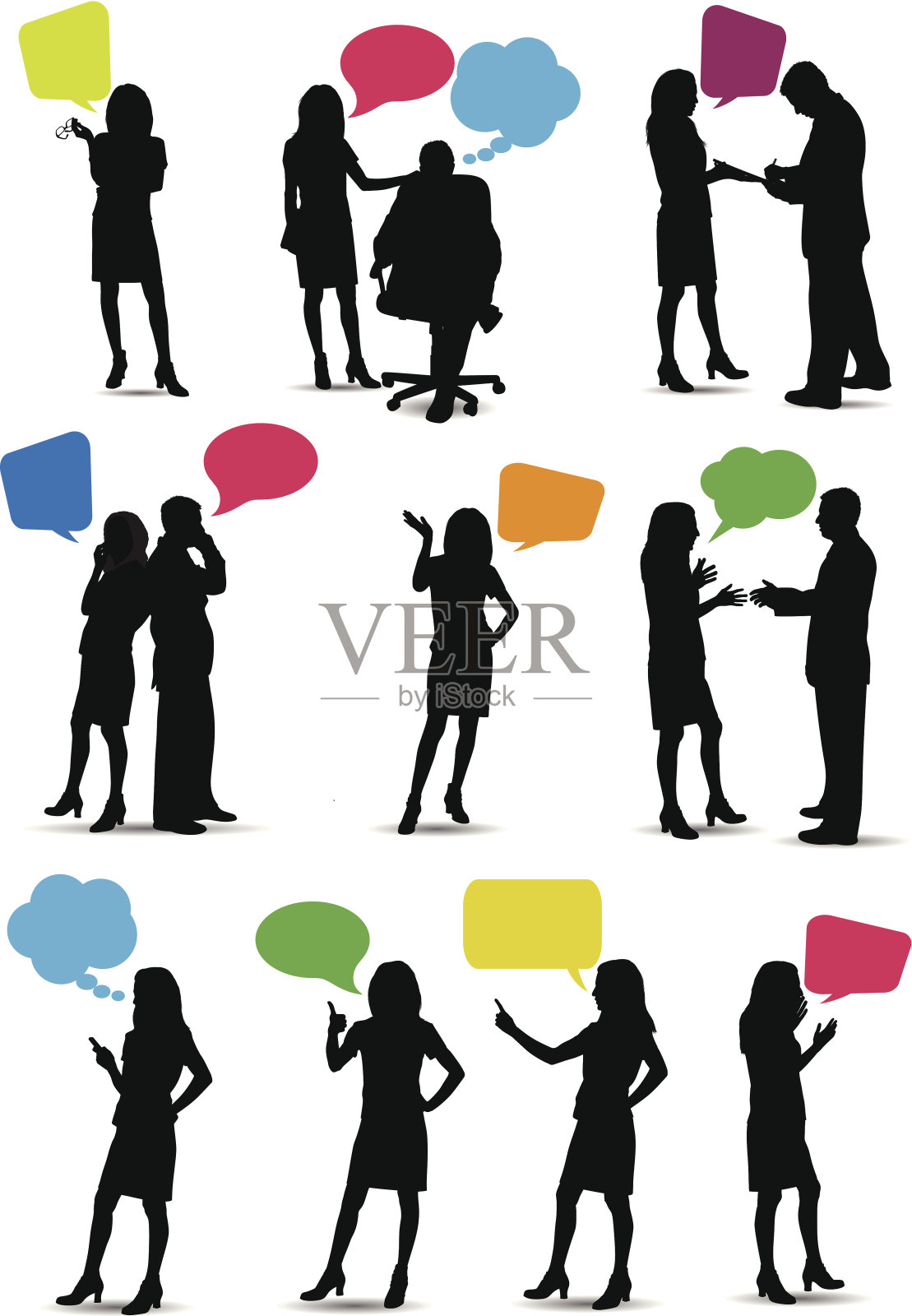 有演讲泡泡的商人插画图片素材