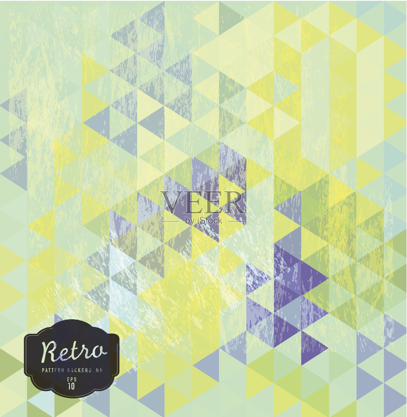 黄色和浅绿色纹理和彩色的复古三角形背景插画图片素材