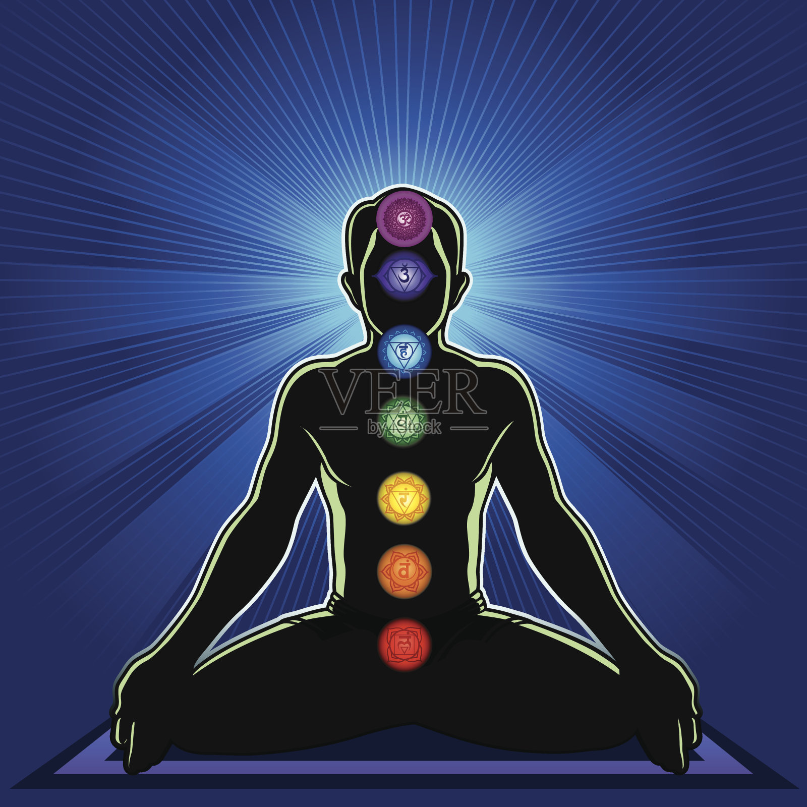 冥想和脉轮插画图片素材