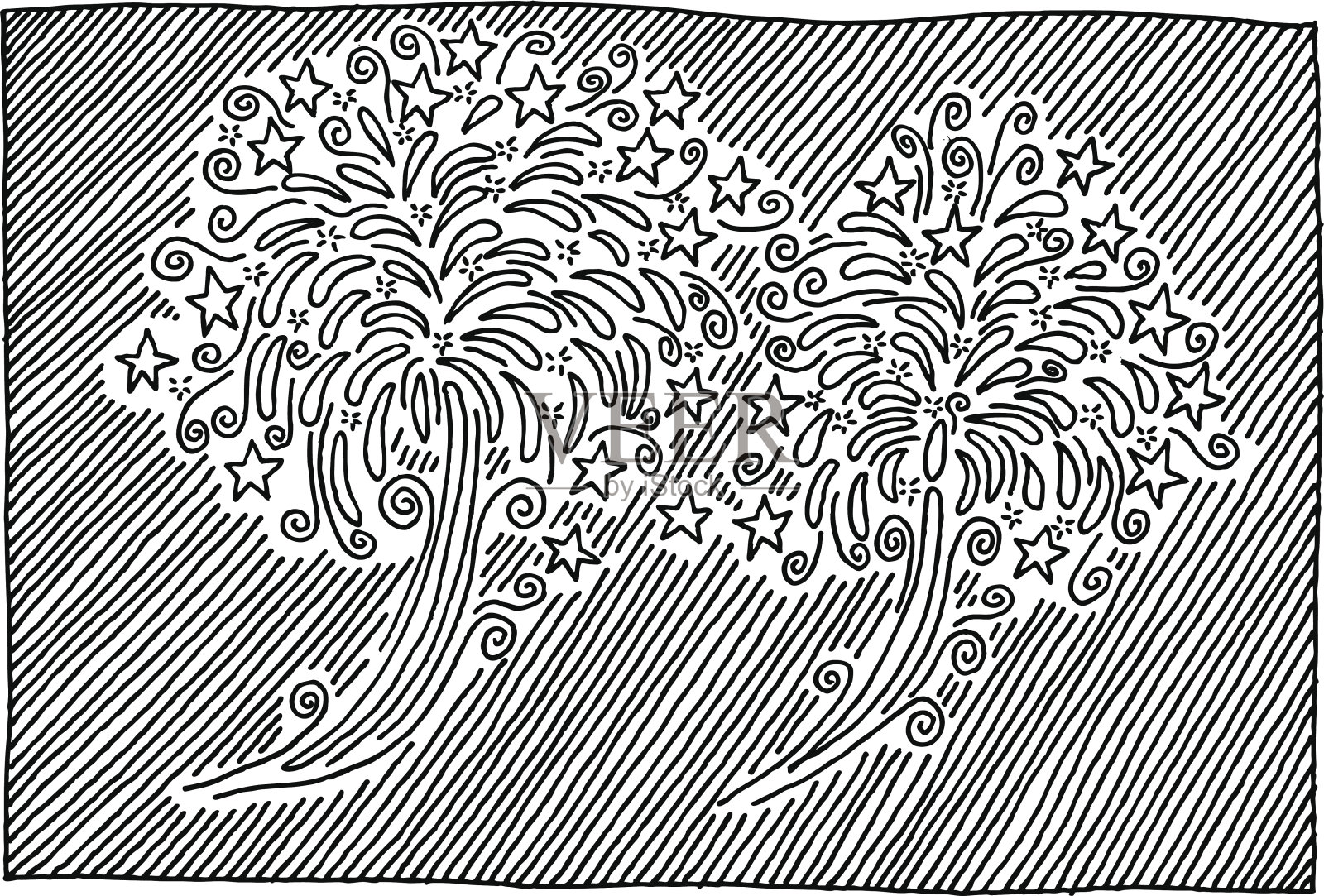 新年烟花涂鸦插画图片素材