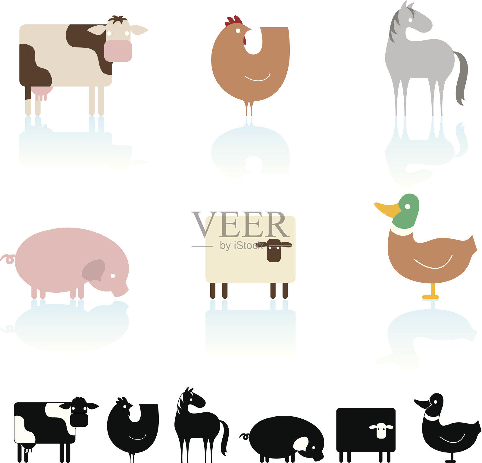 农场动物图标集插画图片素材