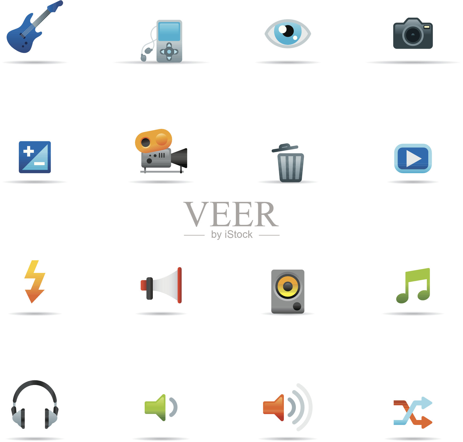 图标设置，多媒体和音乐颜色图标素材