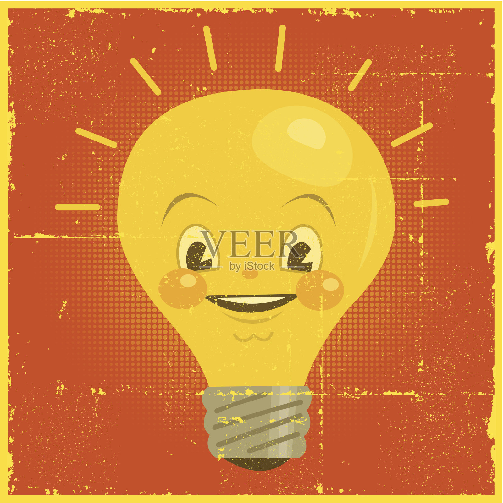 老式灯泡字符插画图片素材