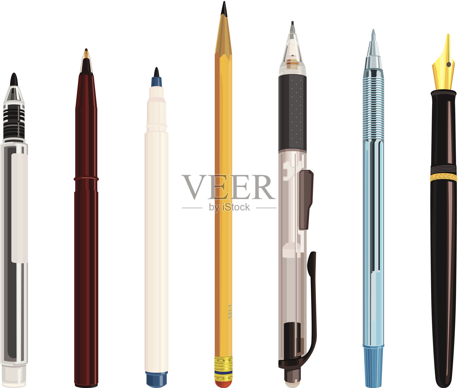 书写工具插画图片素材