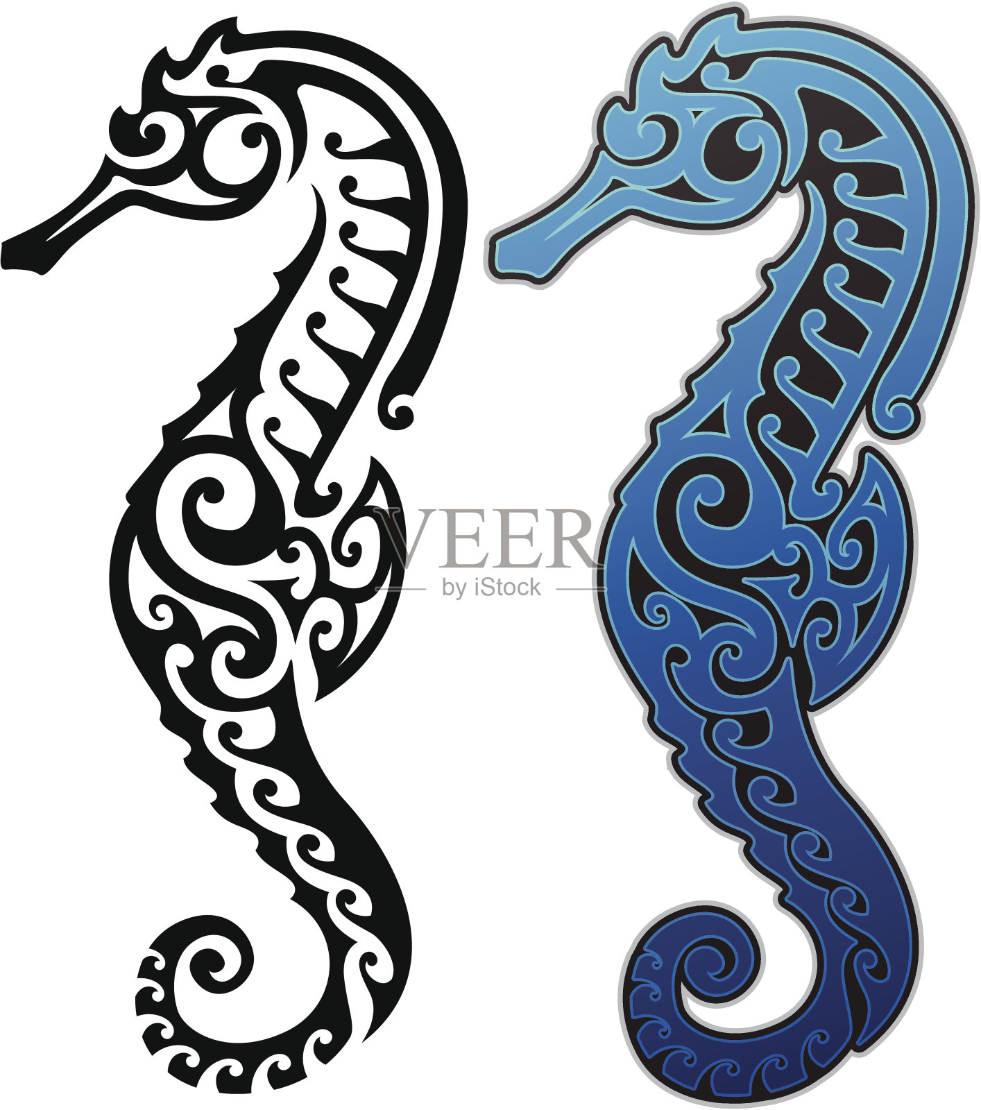 部落海马插画图片素材