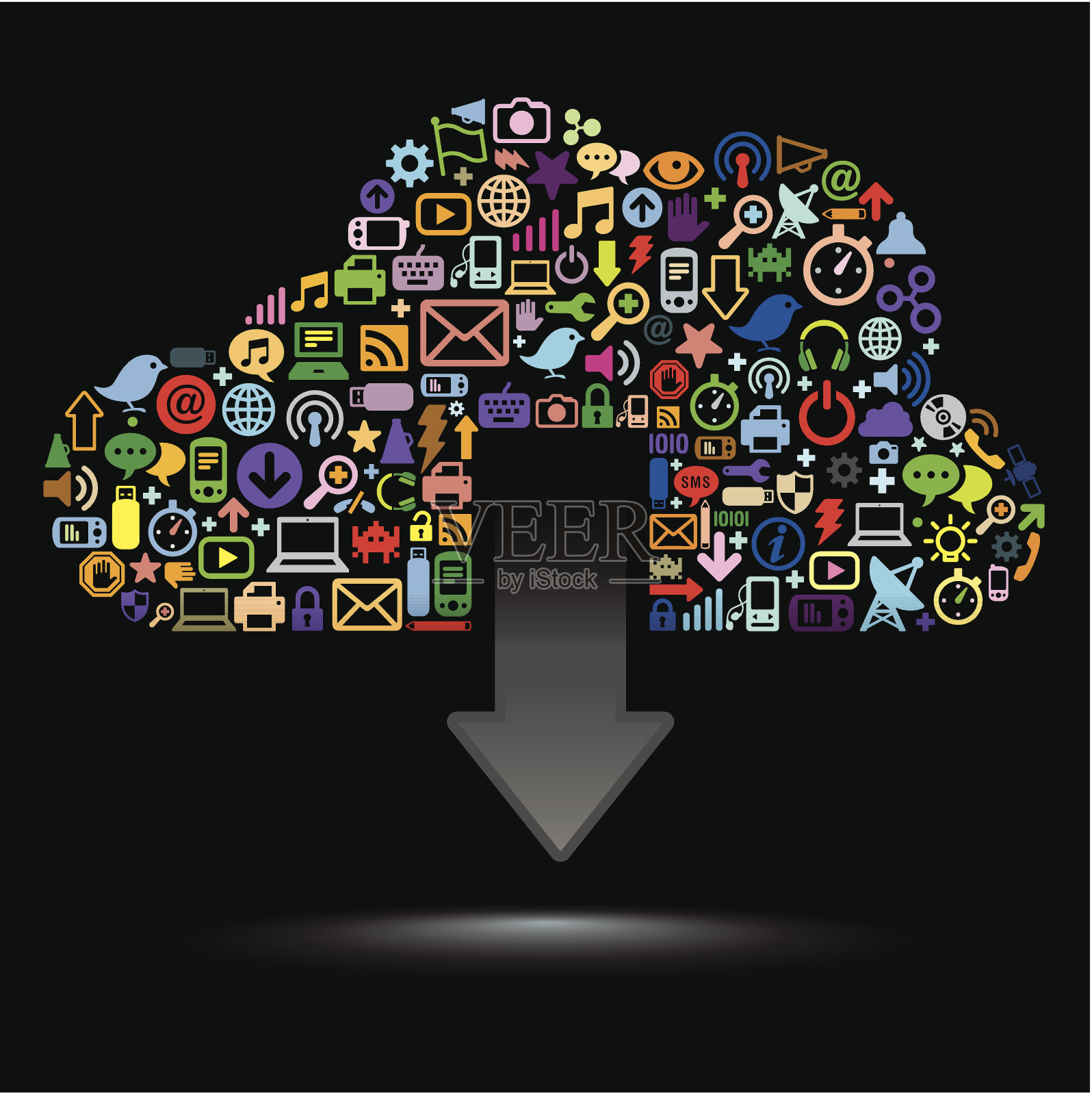 下载云计算颜色插画图片素材