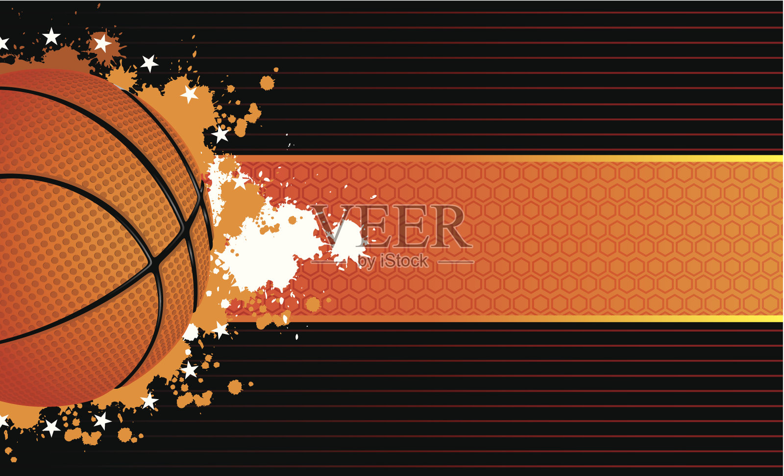 以篮球为背景的褐色旗帜插画图片素材