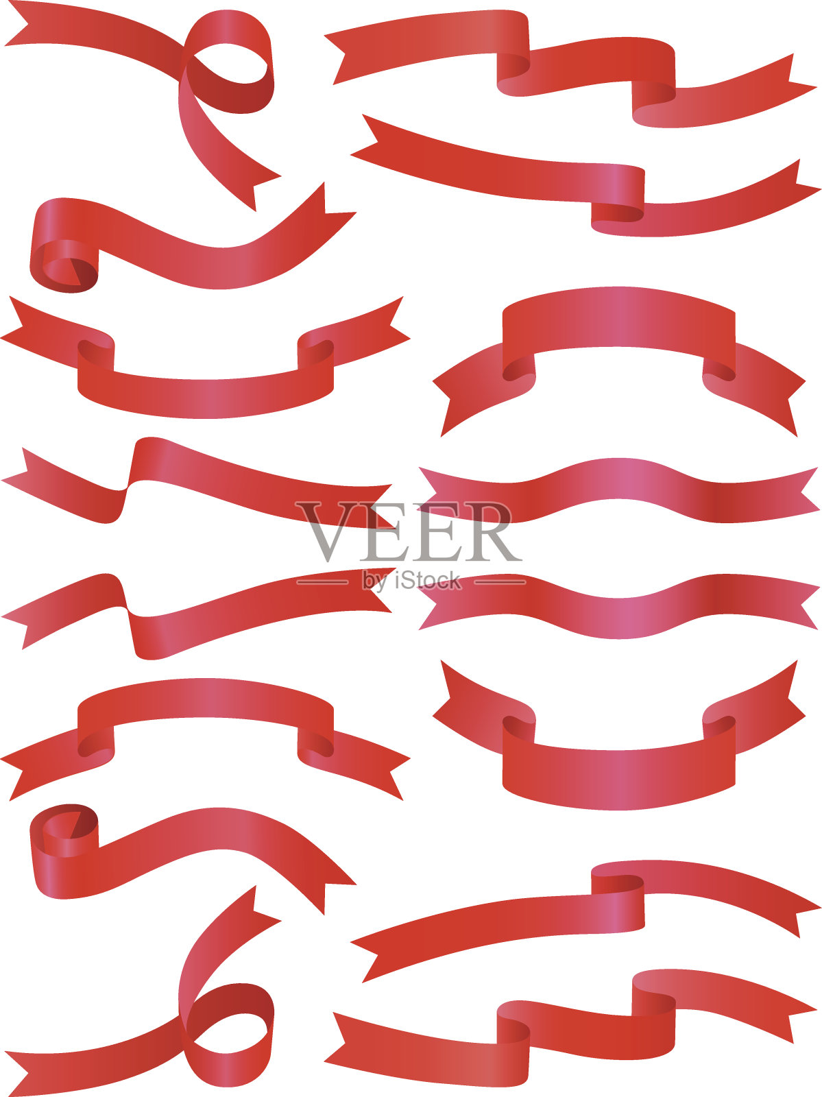 红丝带的横幅插画图片素材