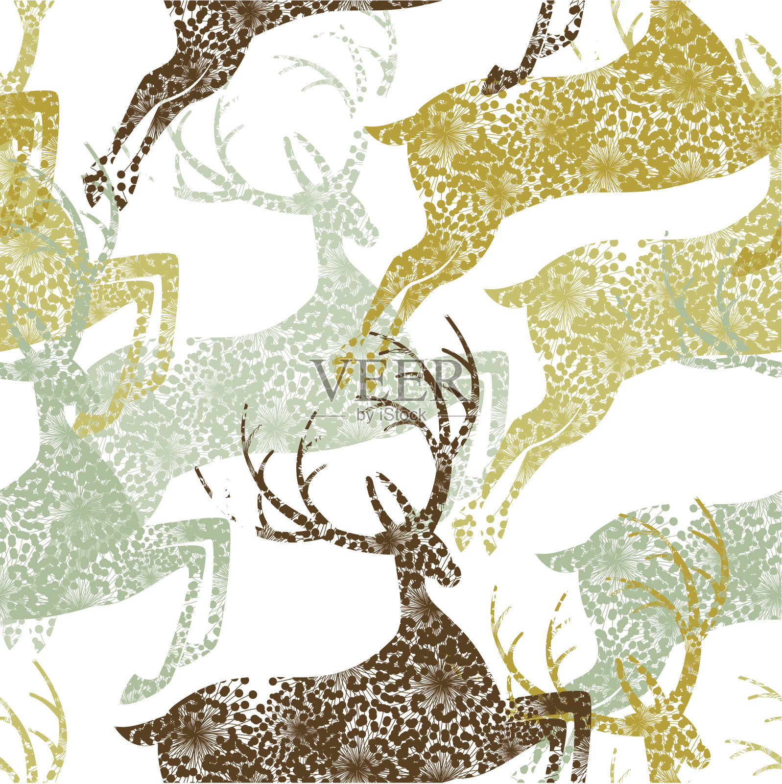 圣诞无缝驯鹿图案插画图片素材