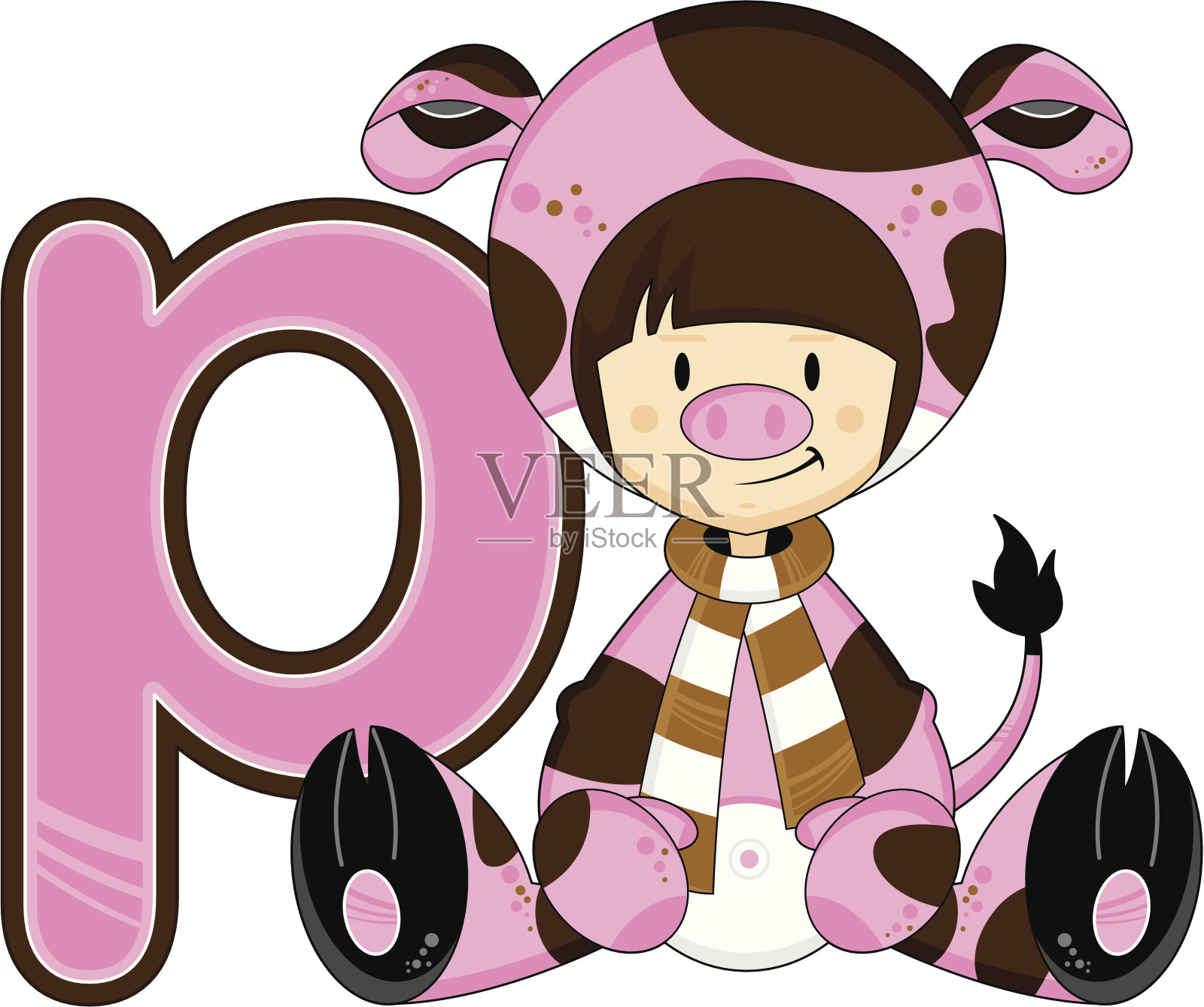 女孩在牛服装学习插图插画图片素材