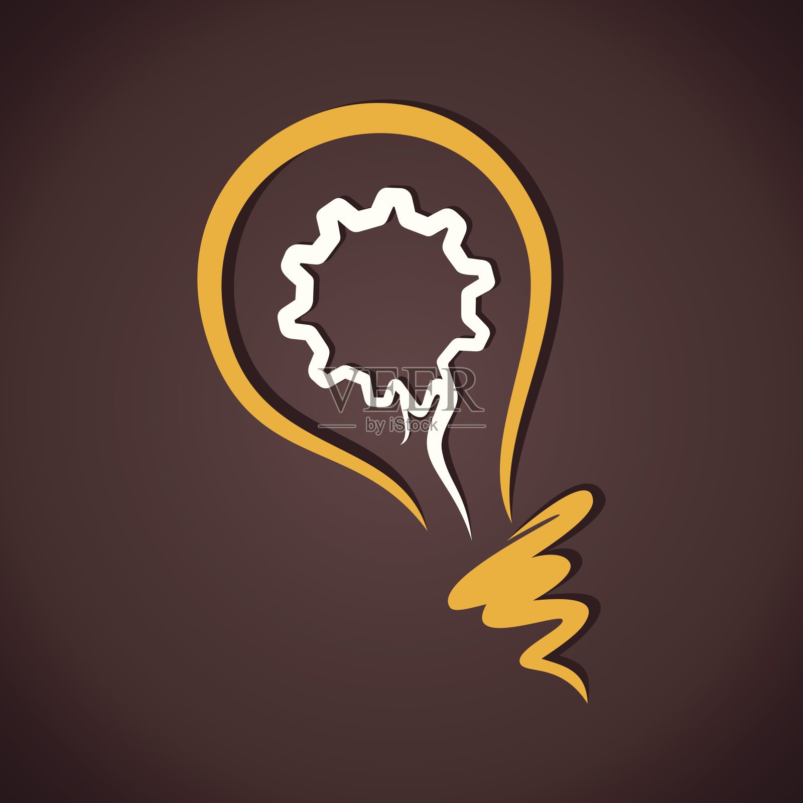 齿轮在灯泡插画图片素材