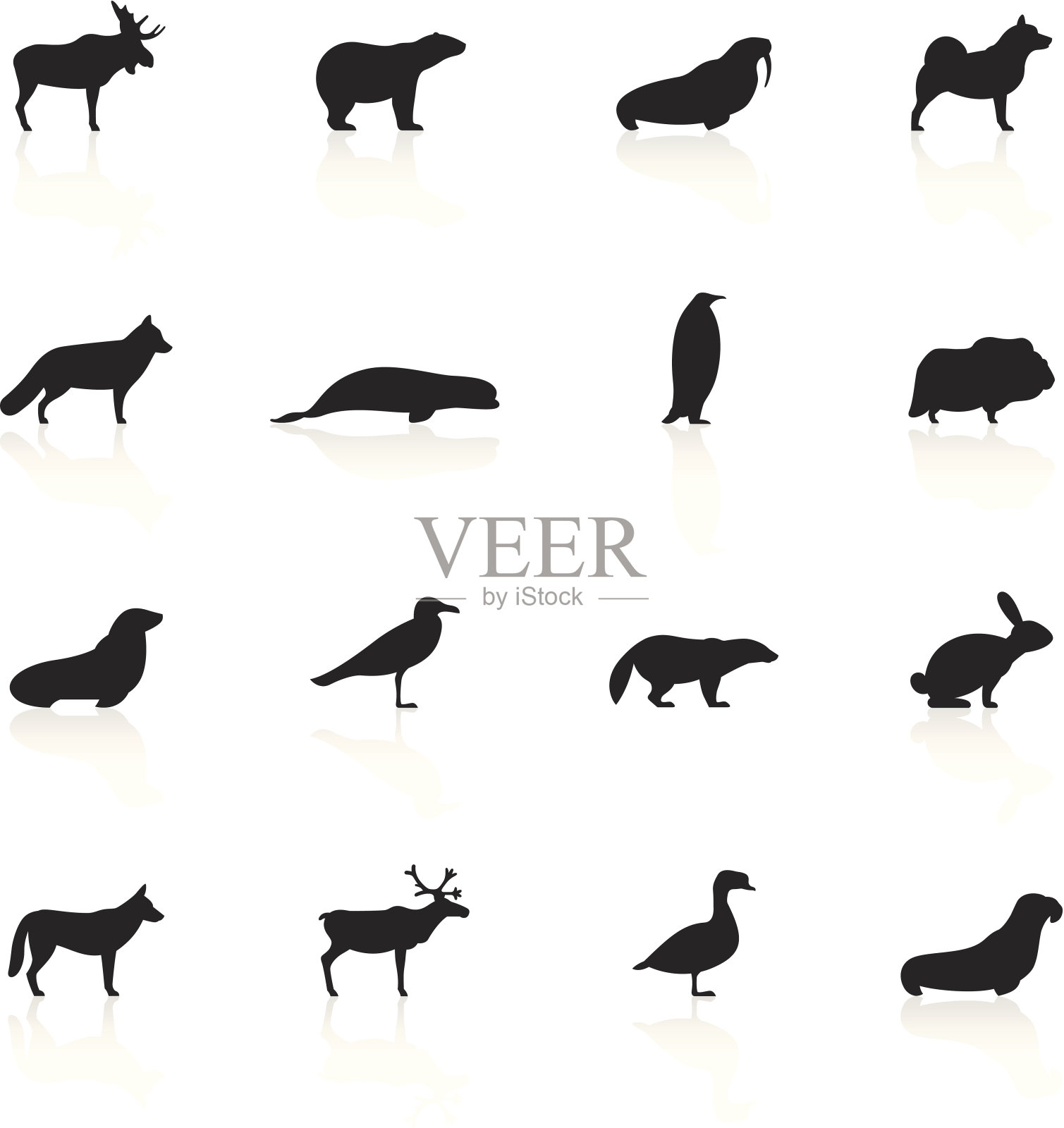 黑色符号-极地动物设计元素图片