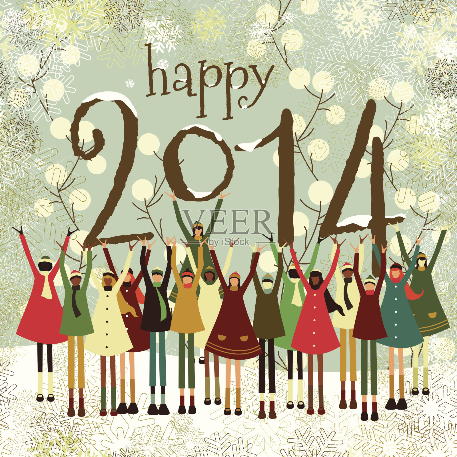 圣诞新年的孩子们2014年假期设计模板素材