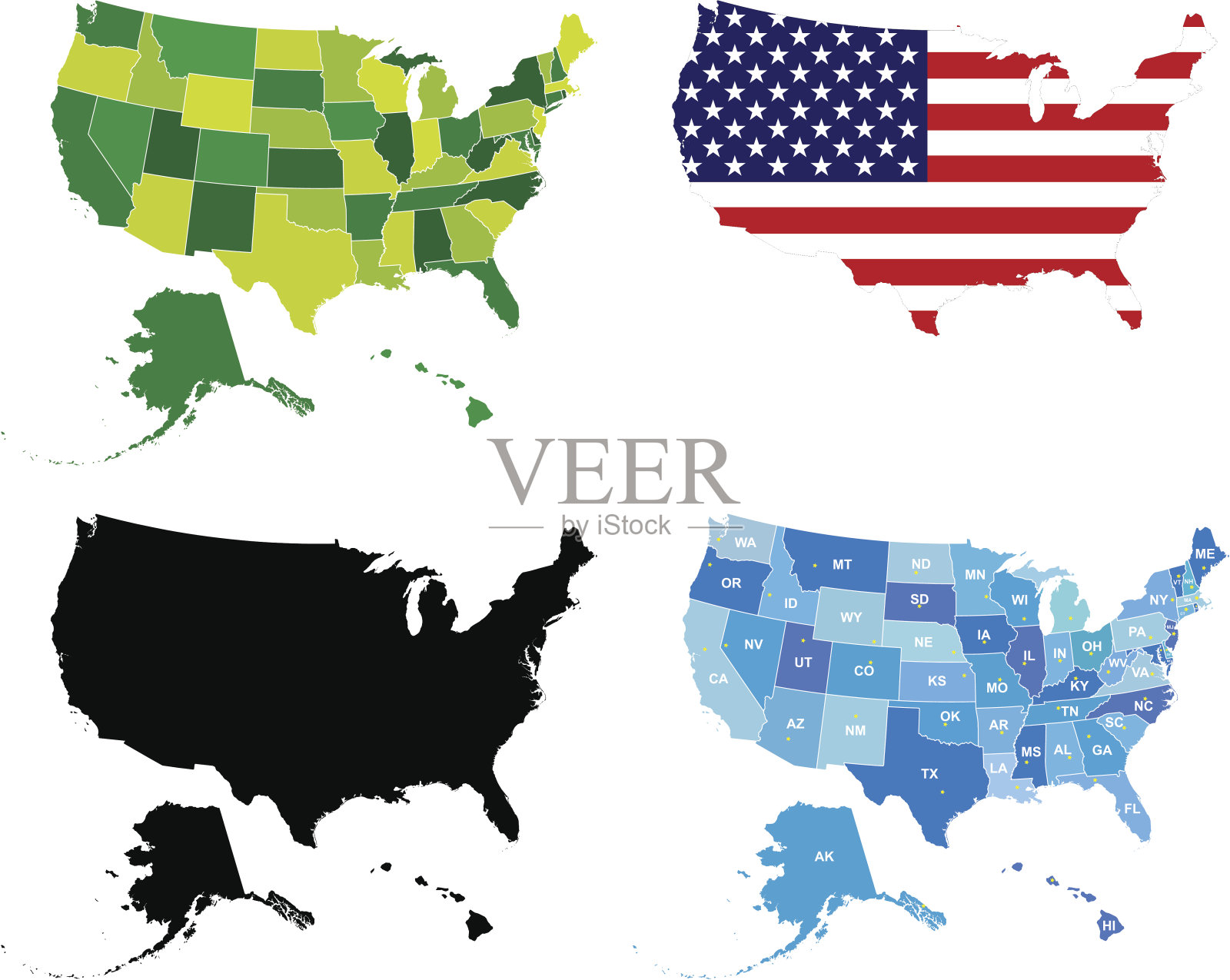 美国矢量行政地图插画图片素材