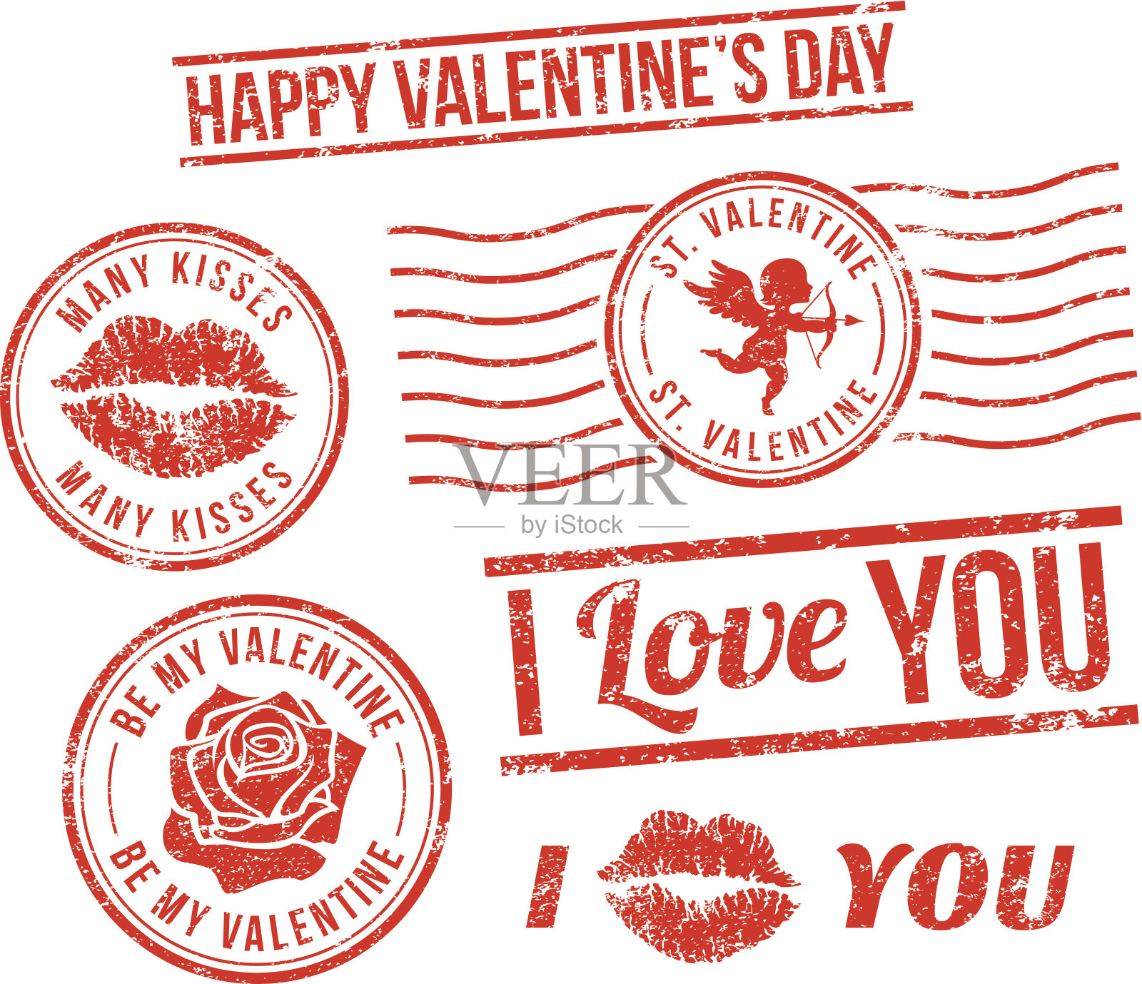 情人节-橡皮邮票插画图片素材