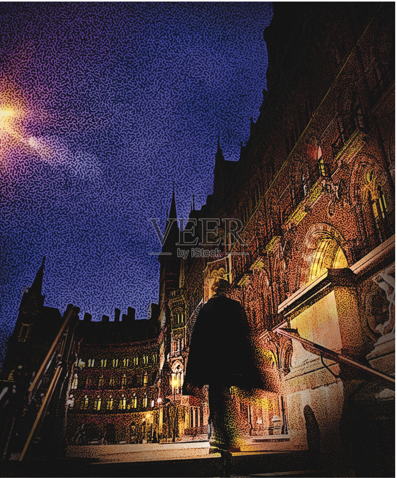 戏剧性的维多利亚伦敦城市景观插画图片素材