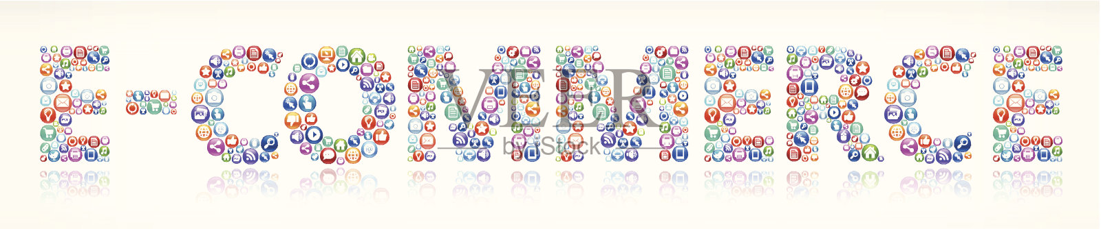 社交网络上的电子商务和互联网颜色按钮插画图片素材