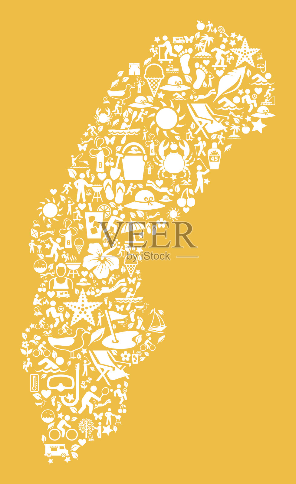 瑞典地图上的黄色夏季模式背景插画图片素材